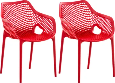 Produktbild von CLP Gartenstuhl Air XL 2er Set - Modernes Design, Kunststoff, Wetterfest, Stapelbar rot