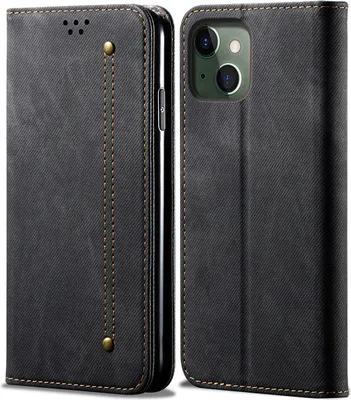 Obrázek produktu pro Pouzdro pro iPhone 14, Kožené Peněženkové Pouzdro s Magnetickým Uzavíráním a Stojánkem černé