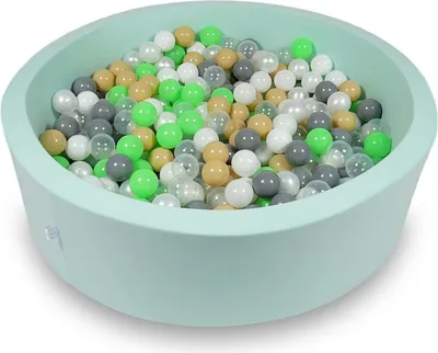 Obrázok produktu pre Guľôčkový bazén 110x30cm mint - so 400 guľôčkami / celadón, biela, priehľadná, perleťová, béžová, sivá