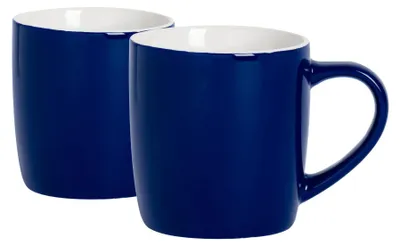 Produktbild von Argon Ta Farbige Kaffeetassen – 350 ml – Marineblau – 2er-Pack – Robuste Teetasse aus Steingut, spülmaschinen- und mikrowellengeeignet