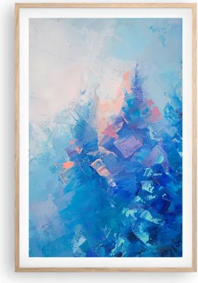 Produktbild von Gerahmtes Poster - Rahmen in heller Eiche - Abstraktion blau gemalt - 61x91,5 cm - Wand Bild - Wanddeko - Wandbilder - Kunstposter - Wandposter - Bilderrahmen - Bilder - Kunstdruck - P2NPA61x91-4570