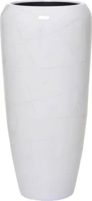 Image de VIVANNO Bac à plantes en fibre de verre CAVITA rond, marbre brillant avec motif - 34x34x75 cm