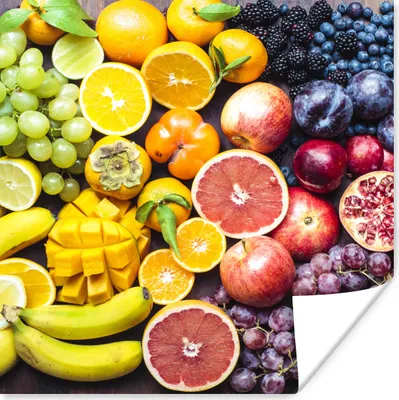 Produktbild von MuchoWow® Poster Obst - Regenbogen - Farben 100x100 cm - Babyzimmer