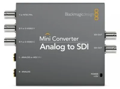 Obrázok produktu pre Blackmagic Design Mini Converter - Analog to SDI 2, Čierna, 1080i, 1080p, 720p, NTSC, PAL, Component/S-Video, SDI, 12 V