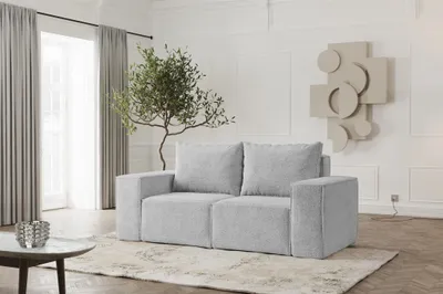 Produktbild von Sofa Designersofa ESTELLE 2-Sitzer in Stoff Abriamo Hellgrau
