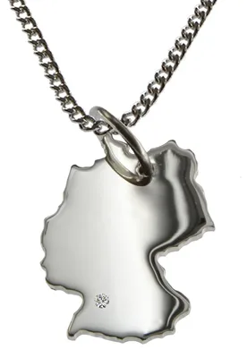 Produktbild von 50cm Kette + Deutschland mit Brillant am Wunschort  in 925 Silber