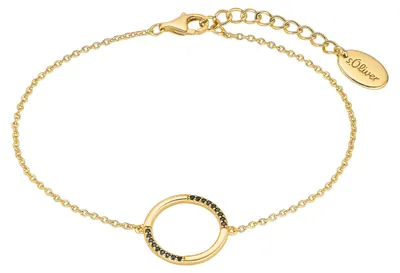 Produktbild von s.Oliver Damen Armband 2034888 Silber vergoldet Zirkonia schwarz