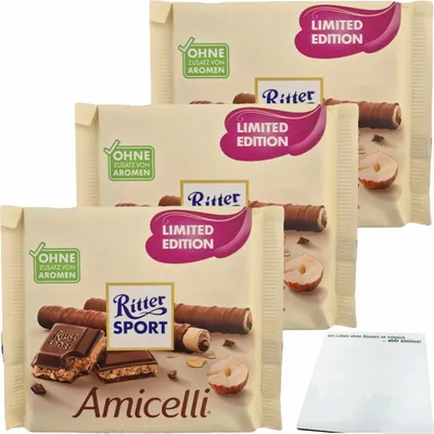 Produktbild von Ritter Sport Amicelli 3er Pack (3x100g Tafel) + usy Block