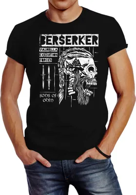 Produktbild von Neverless® Herren T-Shirt Valhalla Berserker Ragnar Lodbrok Sons of Odin Totenkopf Fashion Streetstyle schwarz XXL