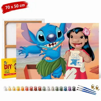 Obrázok produktu pre Obraz na maľovanie podľa čísel s rámom Stitch s motívom 70 x 50 cm