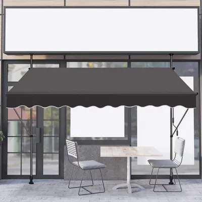 Produktbild von FIVMEN Klemmmarkise Balkon 200cm breit - Markise mit Handkurbel Höhenverstellbar Balkonmarkise ohne Bohren, UV-Schutz, Sonnenschutz, Wetterfest (200 x 120cm, Dunkelgrau