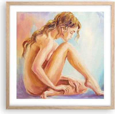 Produktbild von Gerahmtes Poster - Rahmen in heller Eiche - Frau Nacktheit Abgesehen von - 50x50 cm - Wand Bild - Wanddeko - Wandbilder - Wandposter - Bilderrahmen - Bilder - Kunstdruck - Wandbild - P2NAC50x50-4174