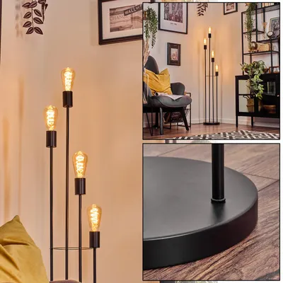 Produktbild von Carvico Stehlampe aus Metall in Schwarz mit Fußschalter