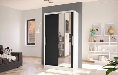 Obrázek produktu pro Moderní šatní skříň BRUNO 6 - šířka 100 cm, bílá / černá