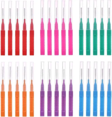 Image de 30 brosses interdentaires avec étui, réutilisables, nettoyage des espaces interdentaires étroits