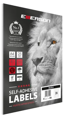 Produktbild von Emerson Art 006 A4 Etiketten pro 66 mm x 33,8 mm, Weiß, Packung mit 25 Blatt