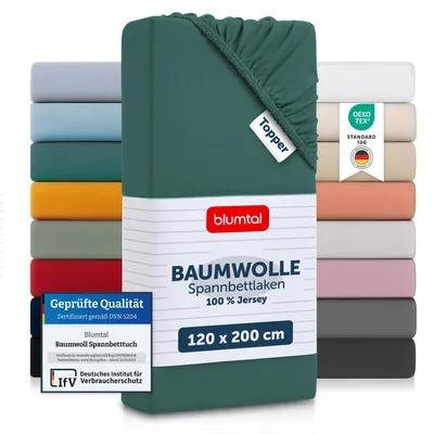 Productafbeelding van Blumtal set van 2 spannenlakens voor topper, 120x200x15 cm - 100% katoen