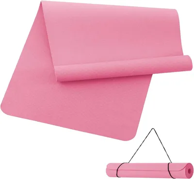 Zdjęcie produktu dla Mata do jogi – mata treningowa – TPE – 190 x 100 x 0,6 cm – idealna do jogi, pilatesu i fitnessu – kolor różowy