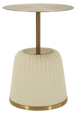 Image de Table d'appoint Egle en métal etPolyuréthaneblanc et or Ø 40x55 cm