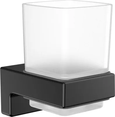 Produktbild von emco cue Glashalter, satiniertes Kristallglas, Wandmodell, schwarz, 322013300