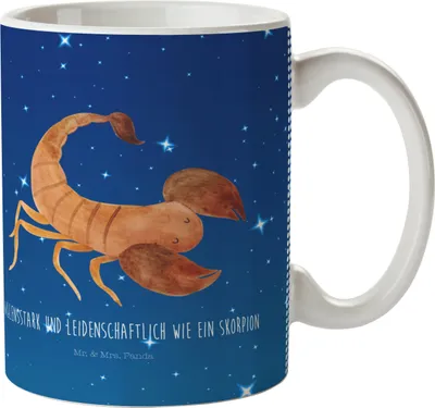 Produktbild von Mr. & Mrs. Panda Plastikbecher Sternzeichen Skorpion - Sternenhimmel Blau - Geschenk, Geburtstag November, Oktober, Trinklernbecher, Kinderbecher, Skorpione, Kindertasse