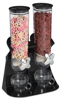 Doppelter Cornflakes-Spender 1,5 l, Kunststoff, schwarz