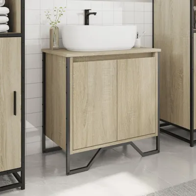 Produktbild von Hochwertigen Möbel Badezimmerschränke - Sonoma Eiche Waschbeckenunterschrank Sonoma-Eiche 60x35x60cm Holzwerkstoff NEU8046683