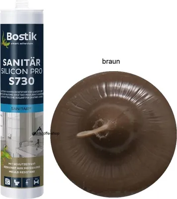 Produktbild von Bostik S730 Sanitär Silicon Pro 300ml Kartusche Silikon Fugen Dichtstoff Braun