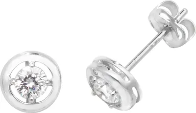 Produktbild von Klassische 9 Karat (375) Weißgold Damen - Paar Ohrstecker mit Zirkonia; TRS270109KW