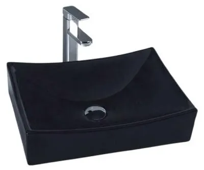 Image de Vasque rectangulaire AGATA en Céramique Noir Mat 51 cm - Lavabo Salle de Bain Design Moderne