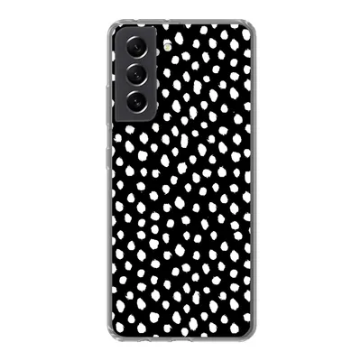 Produktbild von MuchoWow® Handyhülle Schutzhülle Hülle für Samsung Galaxy S21 FE Polka dots - Schwarz - Weiß Silikon Softcase Handy Hülle - Mobiltelefonhülle