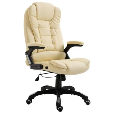 Image de The Living Store Chaise de bureau Crème Similicuir
