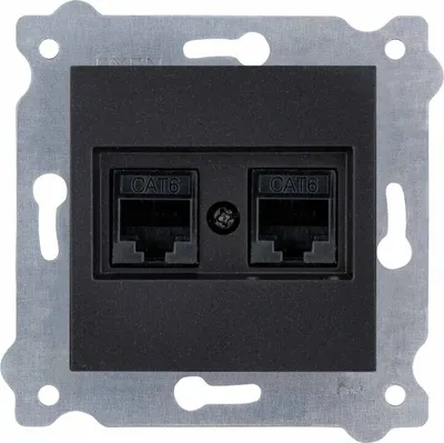 Image de Double prise informatique cat.6 noir métallisé 254/14E EXEN