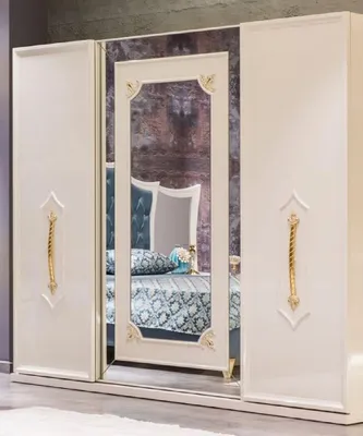 Produktbild von Casa Padrino Luxus Barock Schlafzimmerschrank Weiß / Gold - Massivholz Kleiderschrank - Barock Schlafzimmer Möbel - Edel & Prunkvoll