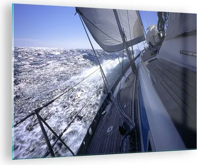 Produktbild von Bilder auf glas - Boot Ozean Reise Yacht - 70x50cm - Glasbilder - Wandbilder - Kunstdruck - zum Aufhängen bereit - Wanddekoration aus Glas - Glas Bilder - Wandbild auf Glas - Einteilig - GAA70x50-0373
