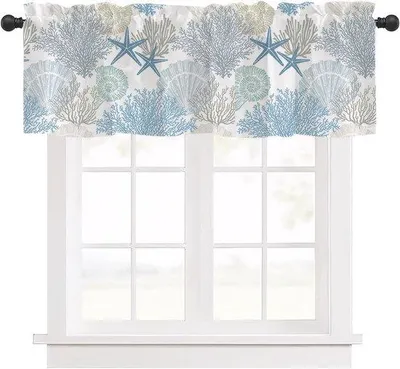 Productafbeelding van Semi-transparante bloemen gordijnen voor keuken, slaapkamer, woonkamer en badkamer - blauw, elegant en sfeervol