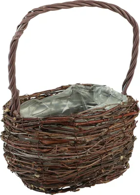 Produktbild von Korb Birke Pflanzkorb Folie Henkel Deko Landhaus H28,5cm