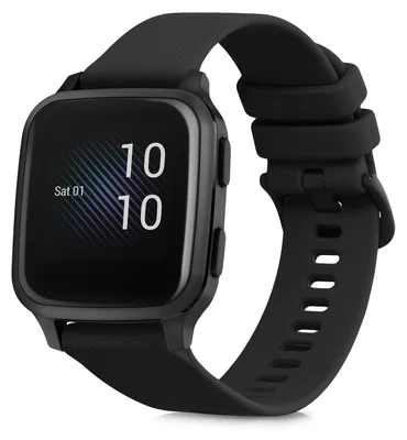Produktbild von kwmobile Silikon Uhrenarmband für Garmin Venu Sq Music / Sq Armband - Ersatzarmband für Fitnesstracker - Wechselarmband Smartwatch - Schwarz