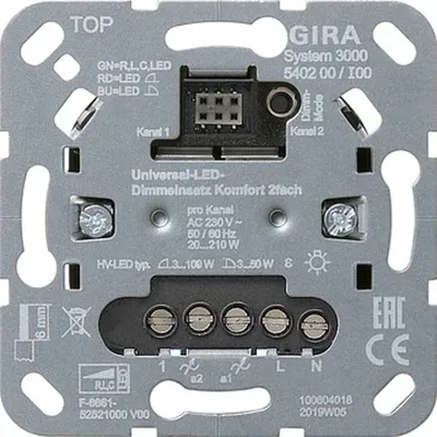 Obrázok produktu pre Gira Uni-LED-Dimmeinsatz 2fach S3000 540200 (540200)