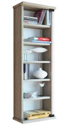 Immagine prodotto di Scaffale da parete in legno CD DVD | Scaffale da appendere con porta in vetro di sicurezza ESG | Spazio per 150 CD o 65 DVD o 36-Video | Dimensioni: 92 x W. 31 x D. 18 cm | Elegante scaffale CD/DVD | 5 Ripiani Variabili - Loposa