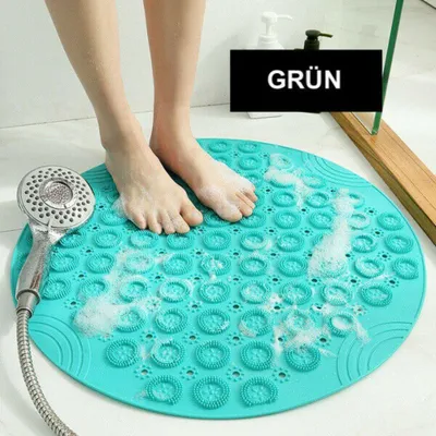 Produktbild von Duschmatte Rund Duscheinlage PVC Badezimmermatte rutschfest Duschwanneneinlage  Grün