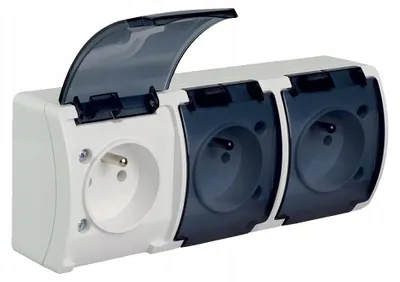 Image de Prise électrique triple, encastrable, étanche, de couleur blanche, modèle G3F-51