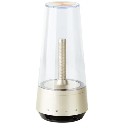 Produktbild von Brilliant Lampe Kinnie LED Tischleuchte Lautsprecher grau/transparentes Metall/Holz grau 1.2 W LED integriert
