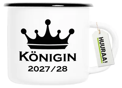 Produktbild von Huuraa Emaille Tasse Königin 2027/28 Krone Schüztenkönigin 300ml Vintage Campingbecher Geschenkidee