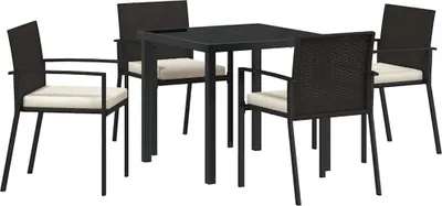 Immagine prodotto di vidaXL Set da pranzo da giardino 5 pezzi in acciaio verniciato a polvere nero