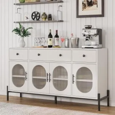 Produktbild von Kommode Schubladenschrank Sideboard Mehrzweckschrank mit Schubladen in Weiß aus Holzwerkstoff (MDF/Spanplatte)