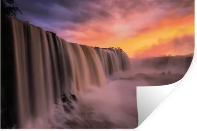 Produktbild von MuchoWow® Wandtattoo Wandsticker Wandaufkleber Wasserfall - Sonnenuntergang - Natur 120x80 cm Selbstklebend und Repositionierbar - Selbstklebend - Fototapeten
