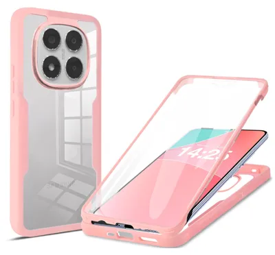 Produktbild von 360 Grad Rundum Schutz Handyhülle für Xiaomi Redmi Note 14 Pro Full Cover Vollschutz Case Farbe: Rose