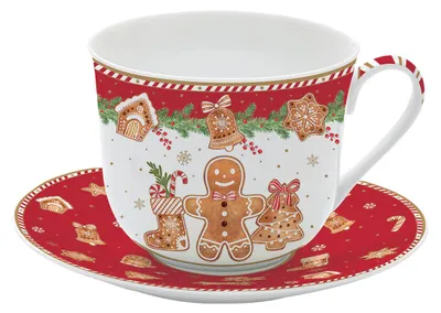 Produktbild von Tasse mit Untertasse FANCY GINGERBREAD Lebkuchenmännchen 400ml Easy Life