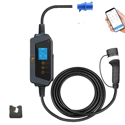 Obrázek produktu pro Přenosná nabíječka pro elektromobily, rychlé nabíjení 32A, ovládání přes Wi-Fi, 7KW APP NE adaptér